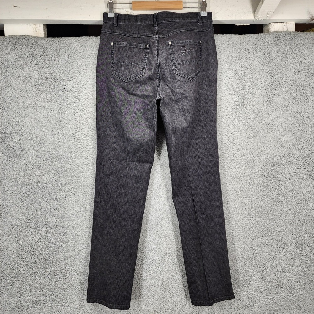 Geiger Jeans Women's Black Denim Straight Leg Pants Made in Austria Size 38 US 8 - Picture 5 of 13